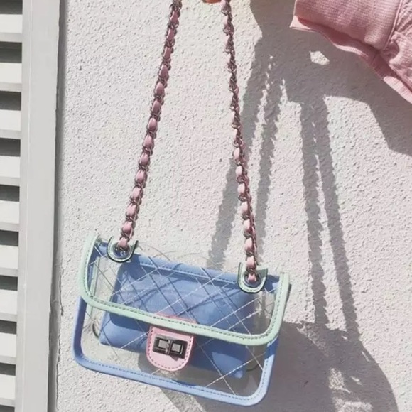 quilted transparent pvc crossbody bag last one - Picture 3 of 3